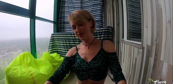  Blonde Blowjob Big Cock and Anal Sex on the balcony